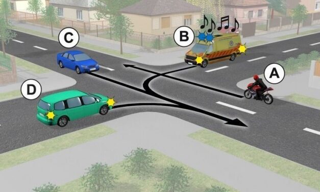 Mentő, motoros, két autó – ki megy először? Ez a KRESZ-teszt nagyon beugratós