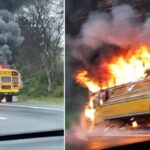 Lángba borult egy iskolabusz – diákok ugráltak ki az égő járműből