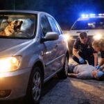 Az autó fényszóróját villogtatva kért segítséget a mentőkutya!