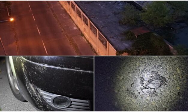 Betondarabot dobtak az útra Győrben, egy autót is eltaláltak – fotók
