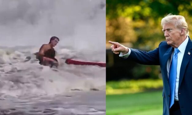 Videón, ahogy a 16 éves újonc vízimentő a tomboló óceánból menti ki a 10 éves kisfiút – Donald Trump ki is tünteti